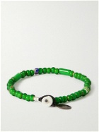 Mikia - Silver, Multi-Stone and Cord Beaded Bracelet - Green