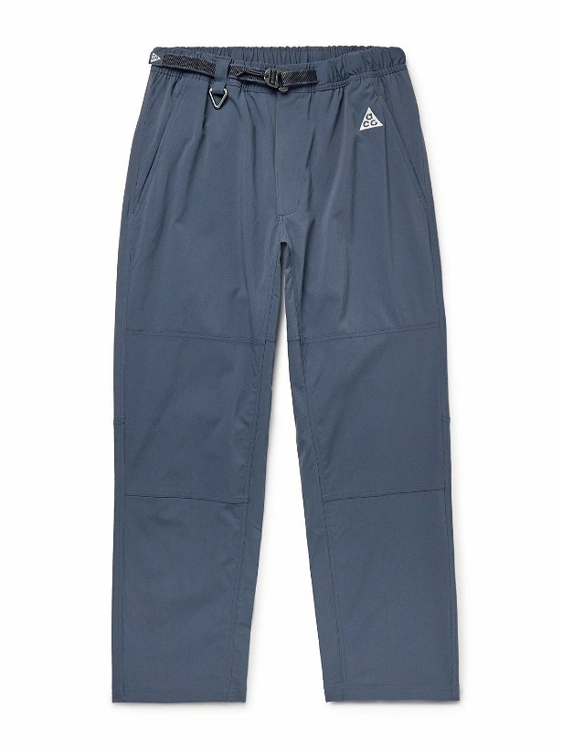 Photo: Nike - ACG Straight-Leg Logo-Embroidered Belted Stretch-Shell Trousers - Blue