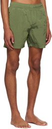 Stone Island Green Crinkled Swim Shorts