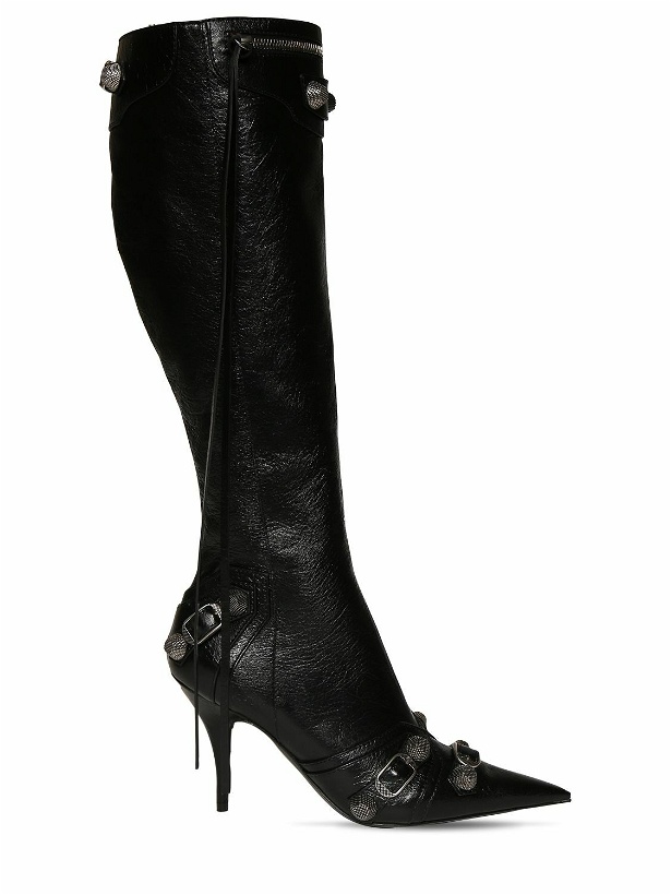 Photo: BALENCIAGA - 90mm Cagole Leather Tall Boots