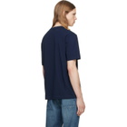BOSS Navy Stretch-Cotton Contrast Logo T-shirt