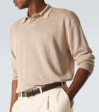 Giorgio Armani Embroidered linen-blend polo sweater