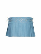 LUDOVIC DE SAINT SERNIN - Pleated Studded Denim Mini Skirt