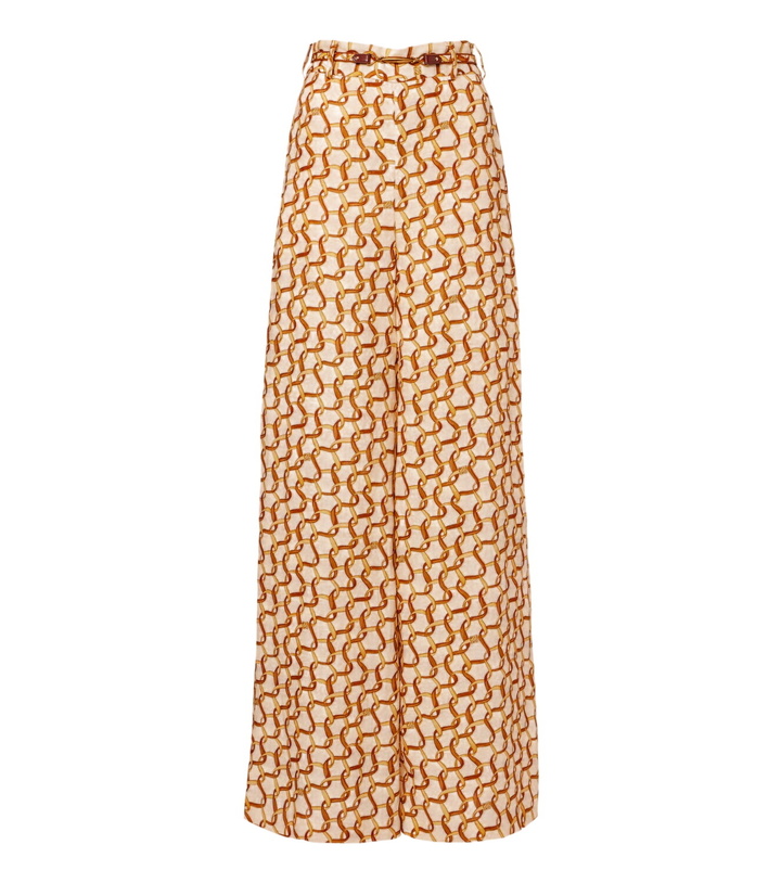 Photo: Zimmermann Belted printed linen wide-leg pants