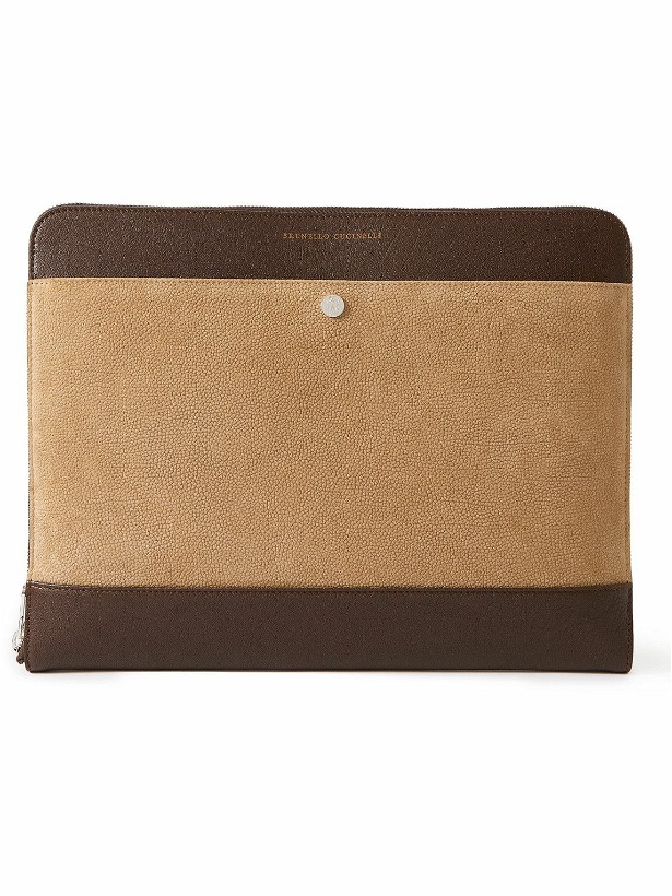 Photo: Brunello Cucinelli - Leather-Trimmed Suede Pouch