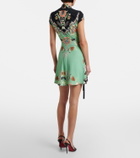 Roberto Cavalli Floral gathered jersey minidress