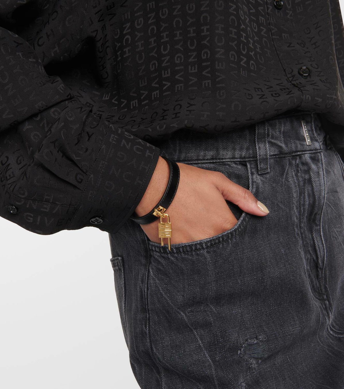 GIVENCHY ロックレザーブレスレットミニ　ブラック Givenchy Mini 4G Padlock leather bracelet Givenchy
