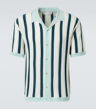 King & Tuckfield Striped knitted wool bowling shirt