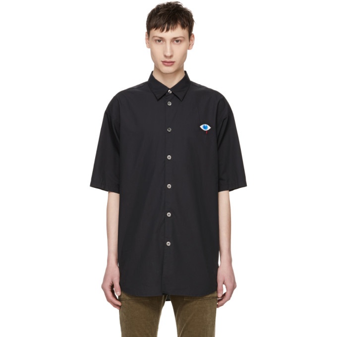 Photo: Undercover Black Chest Patch Button-Down Shirt