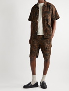 UNIVERSAL WORKS - Printed Textured-Cotton Cargo Shorts - Brown