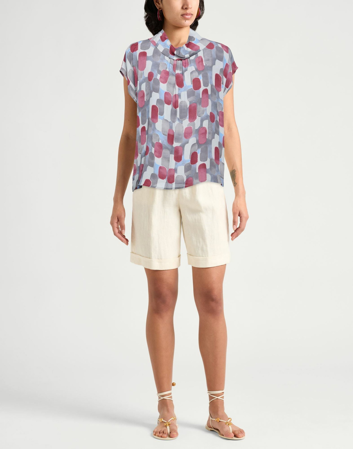 Manila Grace Womens Top in Grey