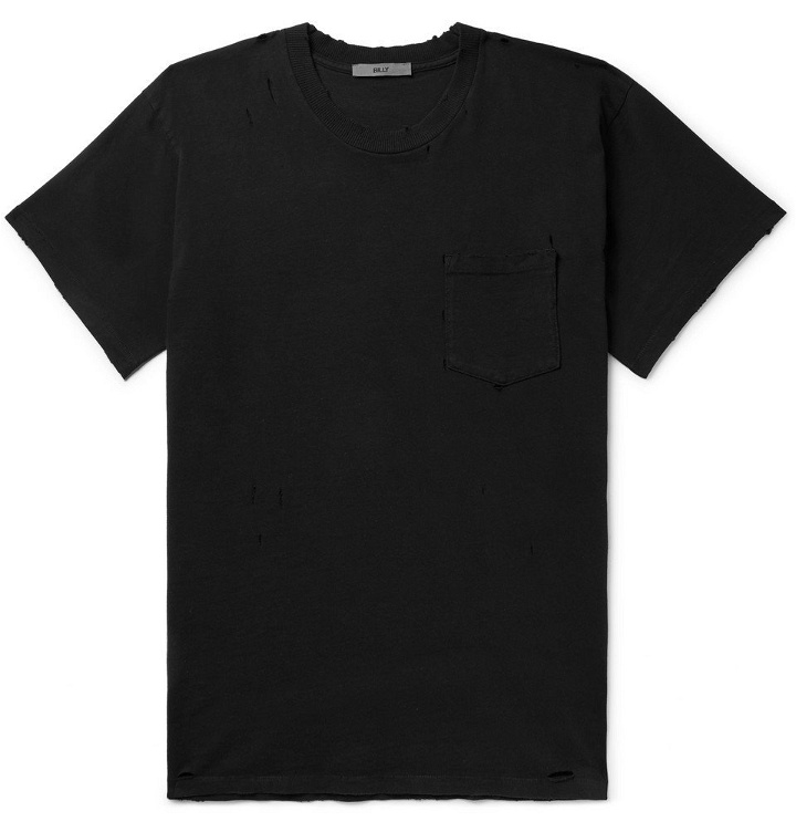 Photo: BILLY - Deacon Distressed Cotton-Jersey T-Shirt - Black