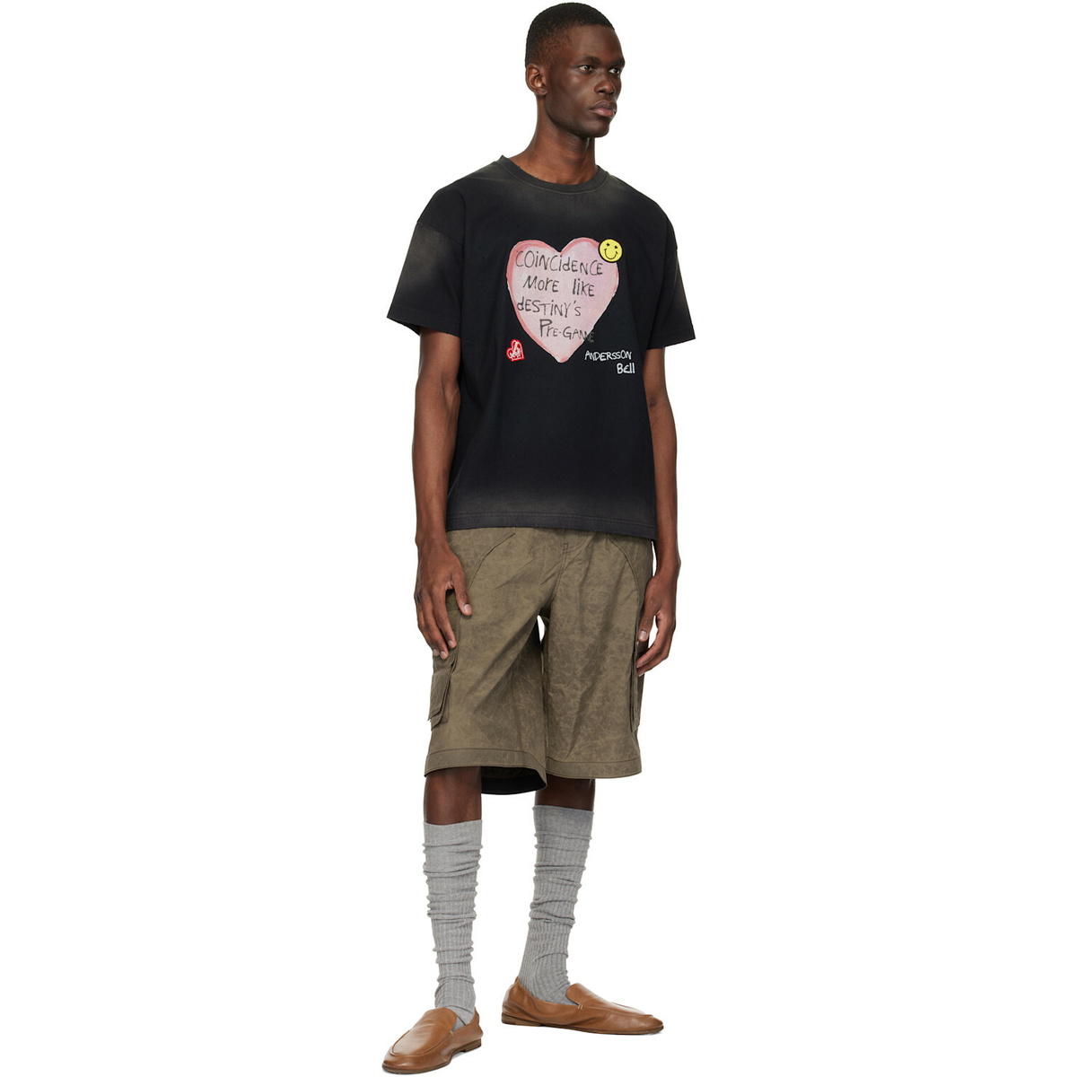 Andersson Bell Black Essential Spray Wash Heart Message T-shirt