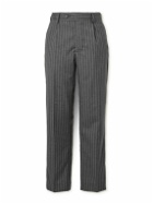mfpen - Formal Straight-Leg Pleated Pinstriped Wool Suit Trousers - Gray