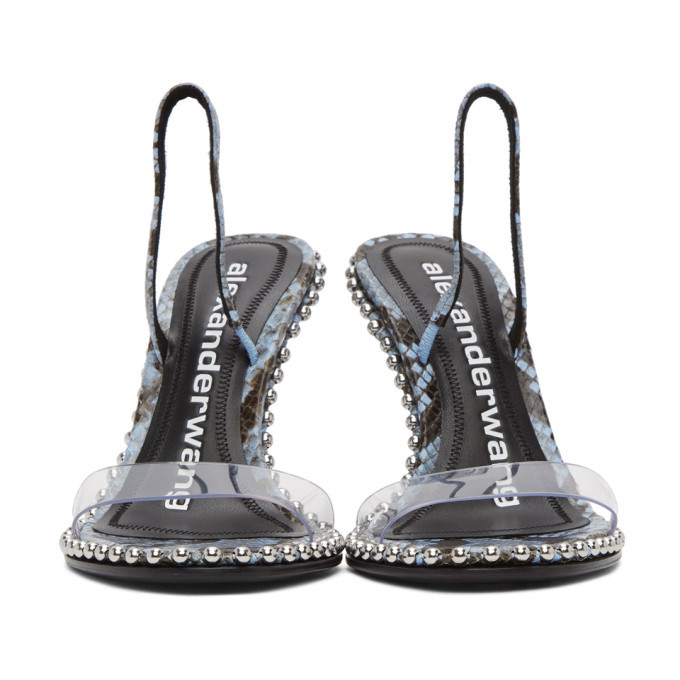 Alexander Wang Black and Blue Snake Nova Logo Sandals