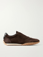 Tod's - Panelled Leather-Trimmed Suede Sneakers - Brown