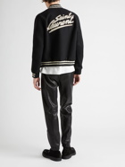 SAINT LAURENT - Teddy Logo-Appliquéd Wool-Blend Bomber Jacket - Black