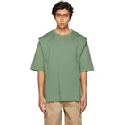 Juun.J Green Jersey and Poplin Side Slit T-Shirt