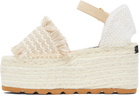 Stella McCartney Off-White & Beige Gaia Platform Espadrille Wedge Sandals