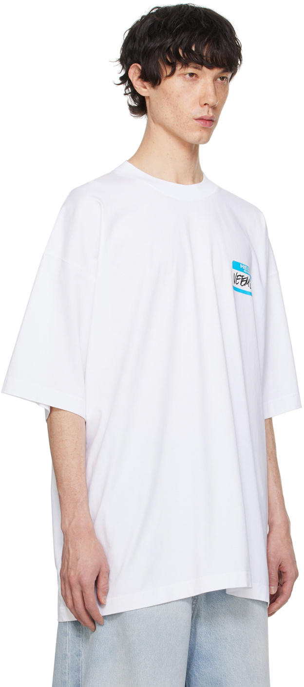 関税込【VETEMENTS】Name Badge T-Shirt White VETEMENTS White 'My Name Is Vetements' T-Shirt Vetements