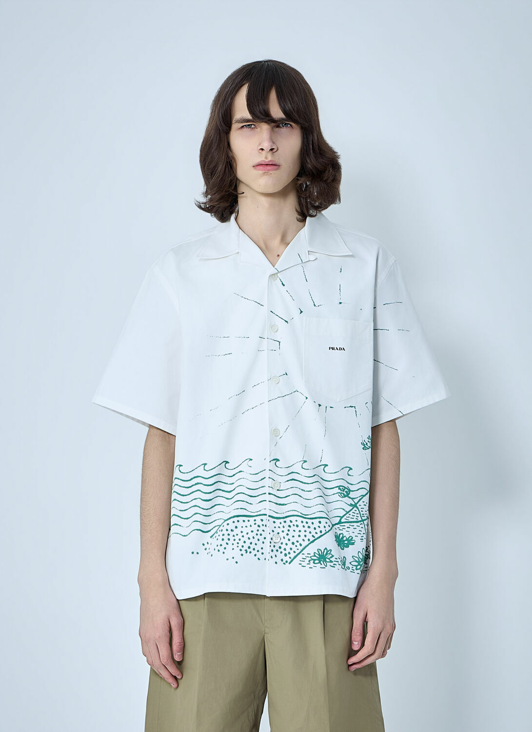 Prada Wave-Print Oversized Shirt
