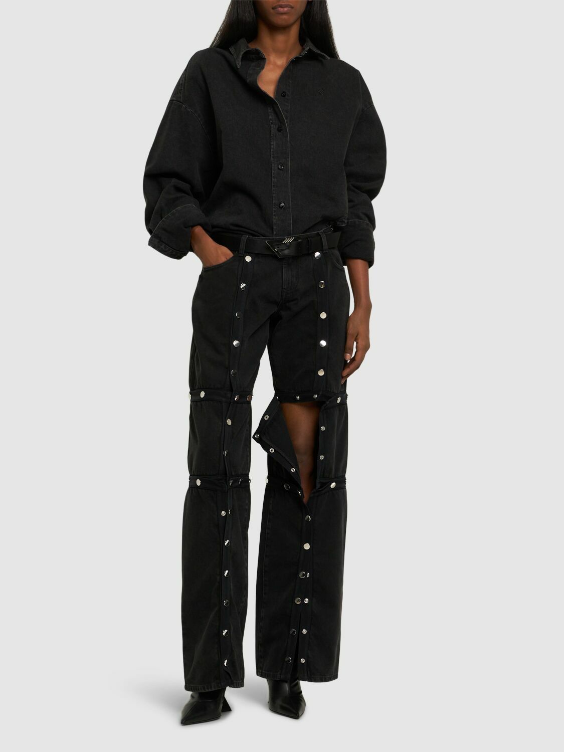 デニム・ジーパン The Attico Washed Denim Cut-Out Jeans THE ATTICO - Denim Cut Out Jeans The Attico
