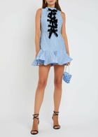 Sister Jane Feria Floral-jacquard Cloque Mini Dress Blue