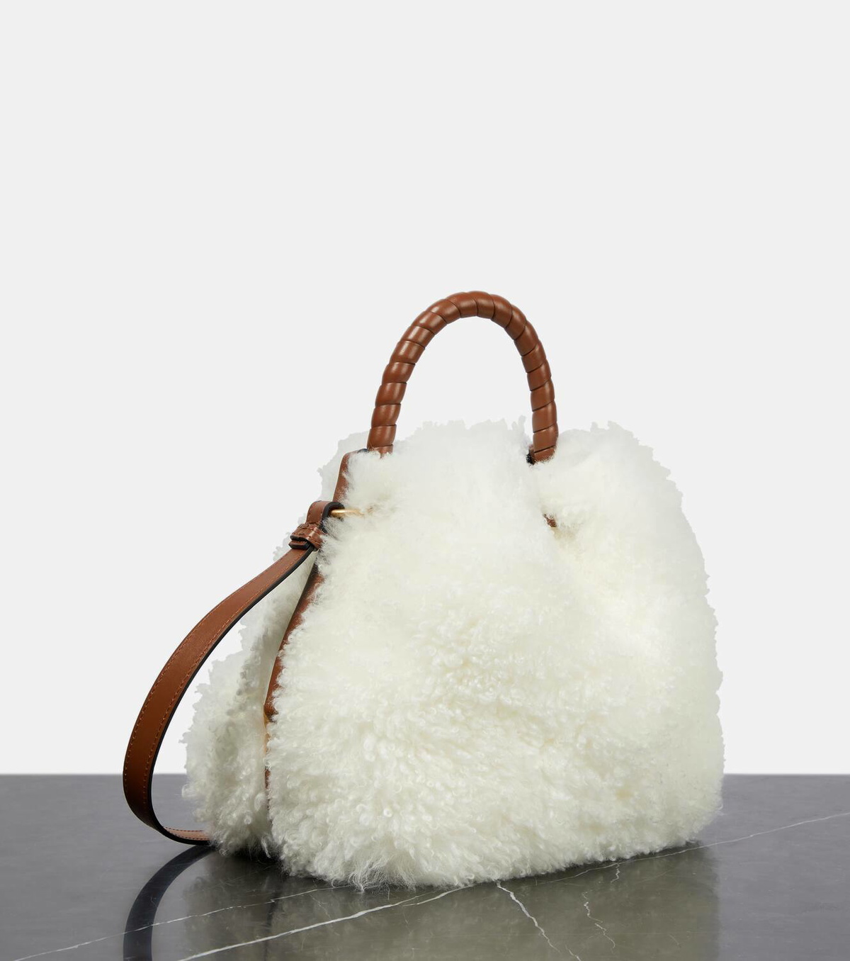 Chloé Marcie Small shearling bucket bag