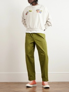 KENZO - Straight-Leg Cotton-Twill Drawstring Trousers - Green