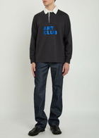 JW Anderson Art Club Embroidered Cotton Polo Shirt Black
