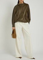 Nour Hammour Hooded Grained Leather Jacket Dark Green