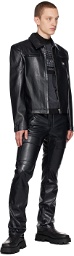 MISBHV Navy Zip Faux-Leather Jacket