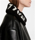 Balenciaga - Logo shearling and leather jacket
