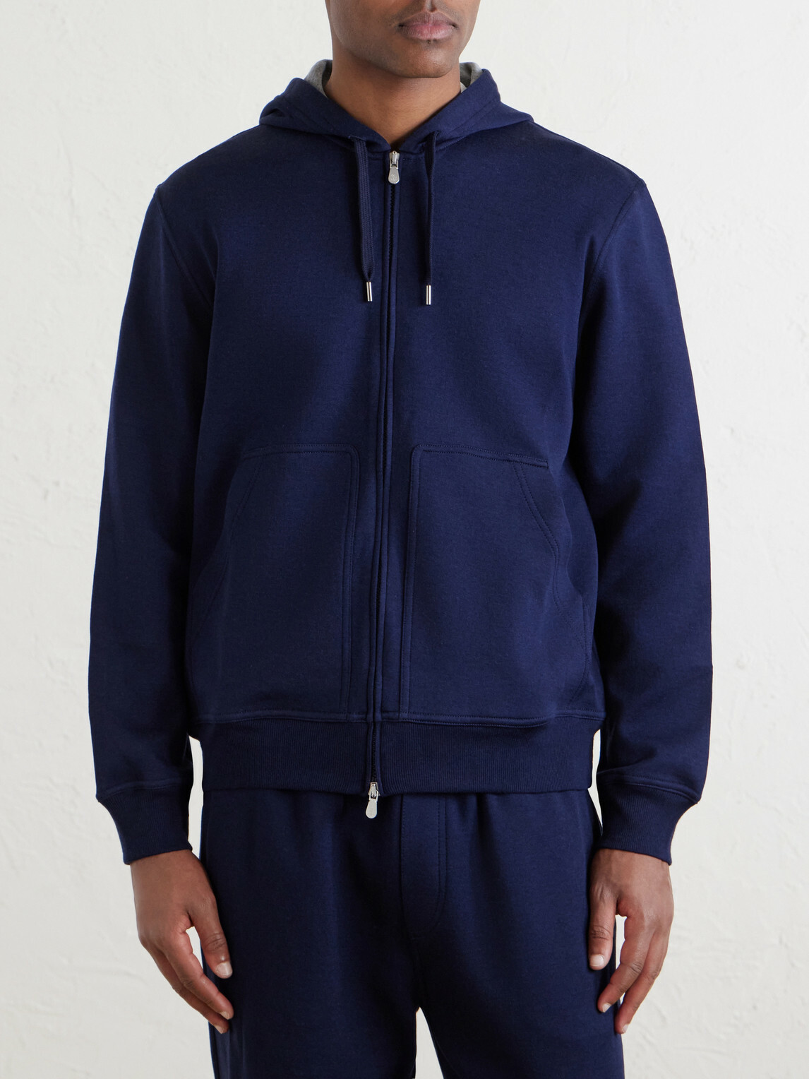Brunello Cucinelli - Cotton-Blend Zip-Up Hoodie - Blue
