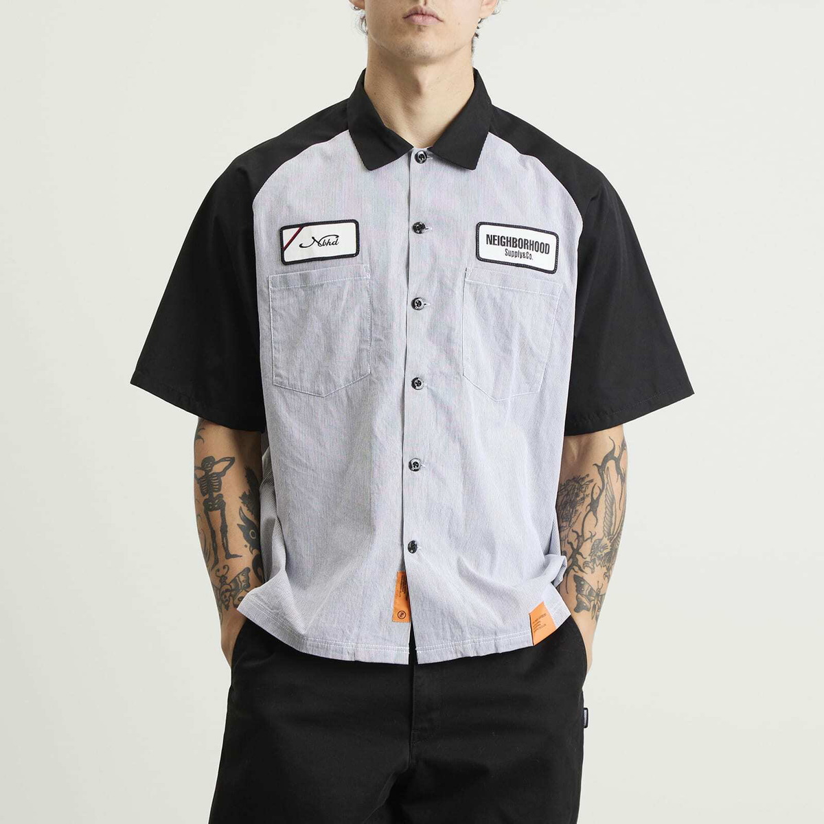 トップス NEIGHBORHOOD TIE SUS STRIPE/C-SHIRT L.S Neighborhood Men's Classic Stripe Short Sleeve Work Shirt in Black
