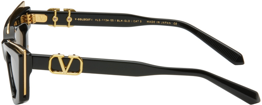 Valentino Garavani Black V-Goldcut I Sunglasses