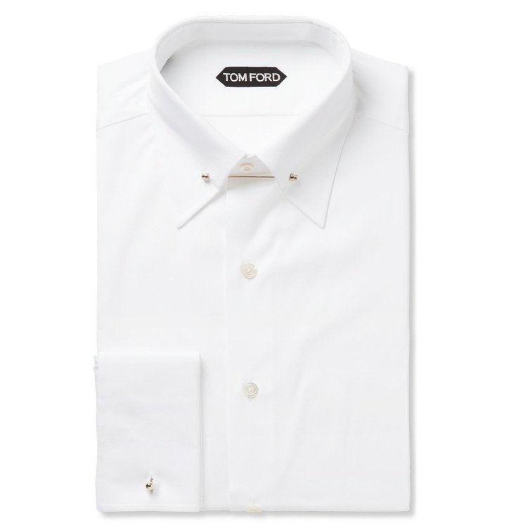 Photo: TOM FORD - White Slim-Fit Pinned-Collar Double-Cuff Cotton-Poplin Shirt - Men - White