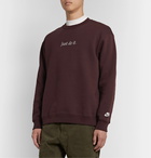 Nike - Sportswear Logo-Embroidered Fleece-Back Cotton-Blend Jersey Sweatshirt - Burgundy