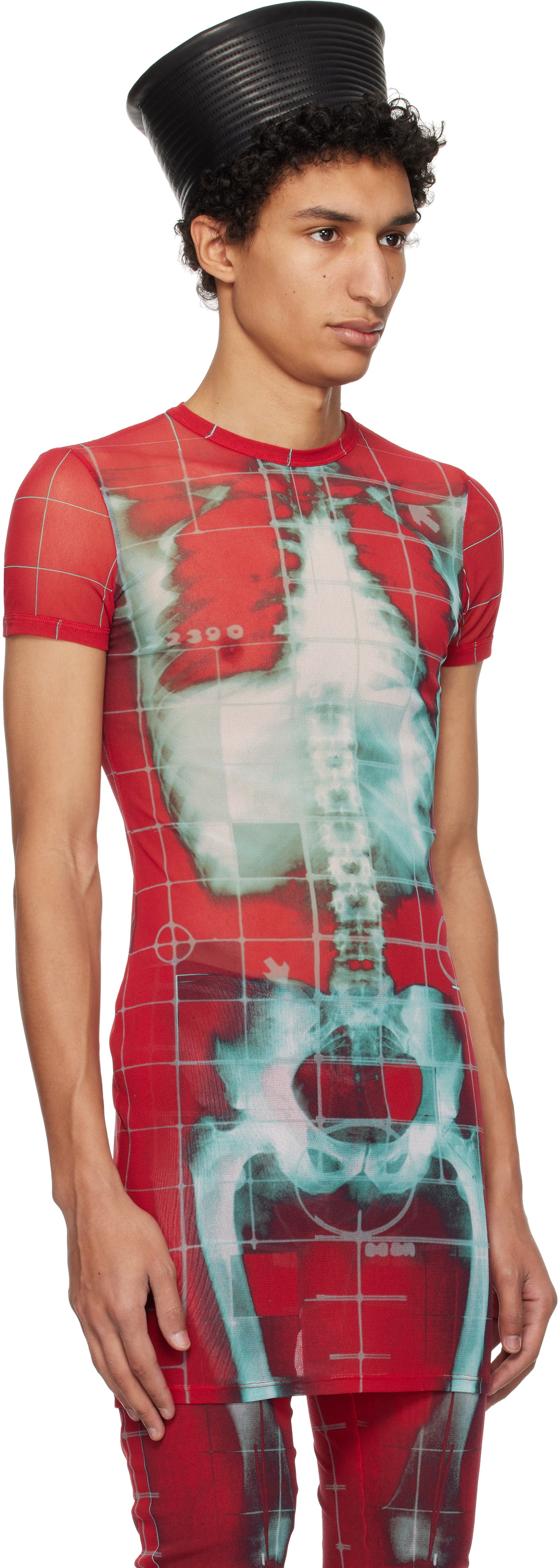 Jean Paul Gaultier SSENSE Exclusive Red & Blue Squeletor Mini Dress T-shirt