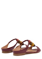 Malone Souliers Lena 10 Beaded Leather Flat Sandals Brown