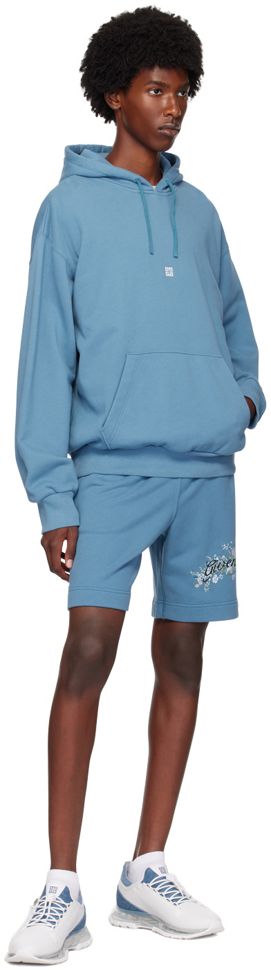 Givenchy Blue Cotton Jersey 4G Shorts