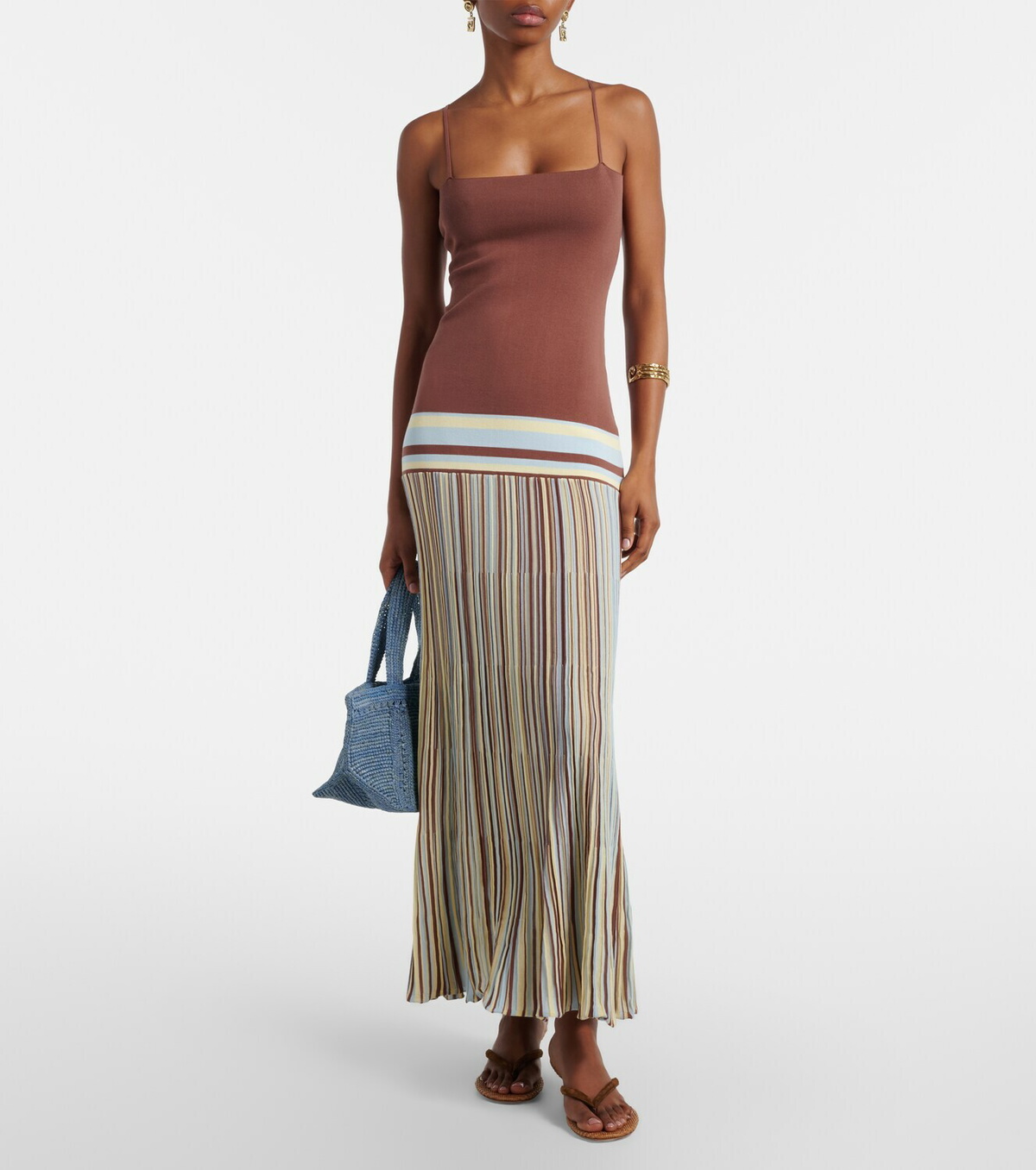 Faithfull Citara striped cotton-blend maxi dress
