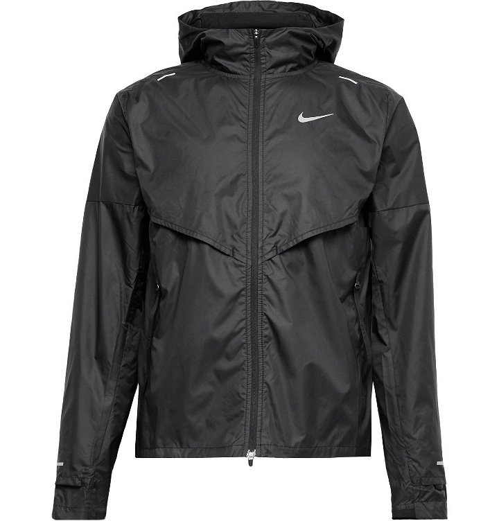 Photo: Nike Running - Shieldrunner Logo-Print Ripstop Hooded Jacket - Black