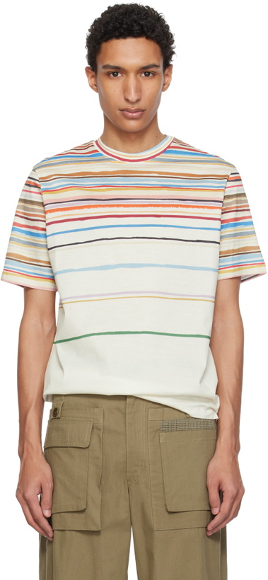 Photo: Paul Smith Off-White 'Painted Signature Stripe' T-shirt