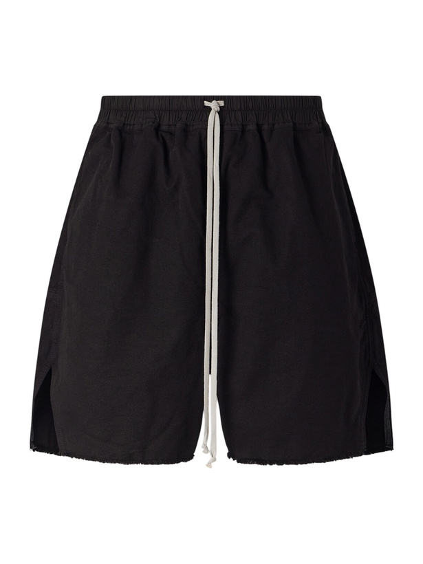 Photo: DRKSHDW by Rick Owens - Long Boxers Butt Zipp Straight-Leg Cotton-Canvas Shorts - Black