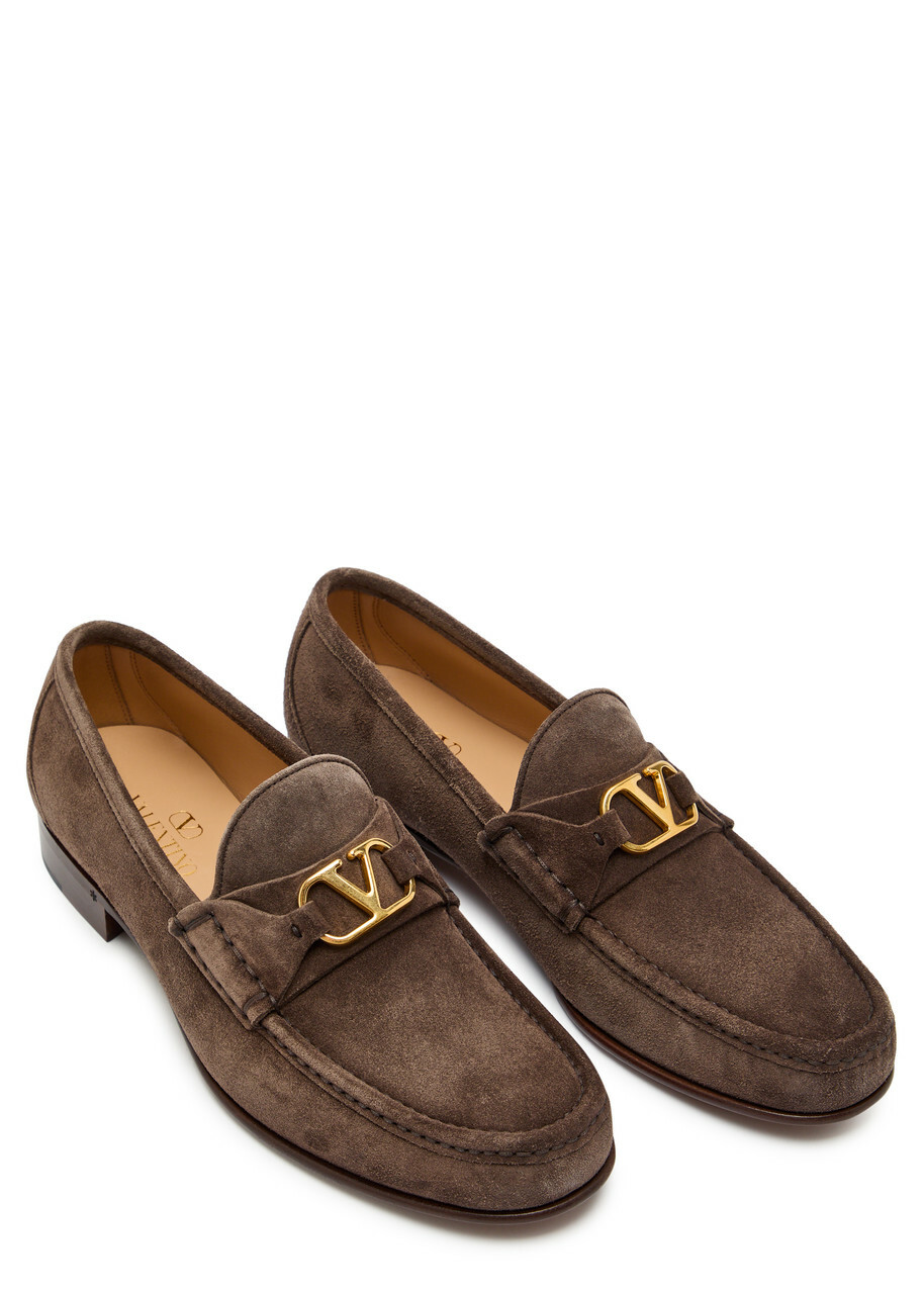 Valentino Garavani Signature Vlogo Suede Loafer Grey