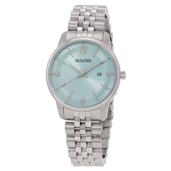 Photo: Bulova Diamonds Quartz Light Blue Dial Ladies Watch 96P259