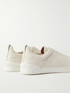 Zegna - Triple Stitch Full-Grain Leather Sneakers - White