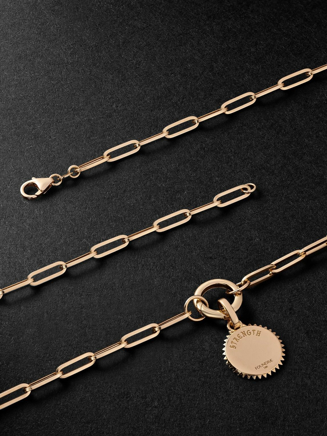 Foundrae - Solar, Lunar and Classic Fob Open Clip 18-Karat Gold, Enamel Diamond Pendant Necklace
