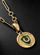 Foundrae - 18-Karat Gold, Enamel, Emerald and Diamond Necklace